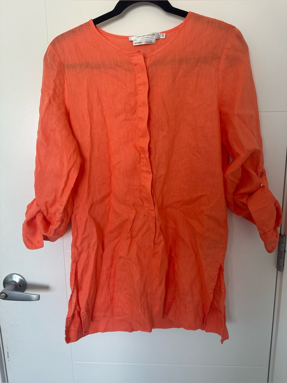 Contemporaine par Simons Organic Linen Blend Button-Front Blouse – XS